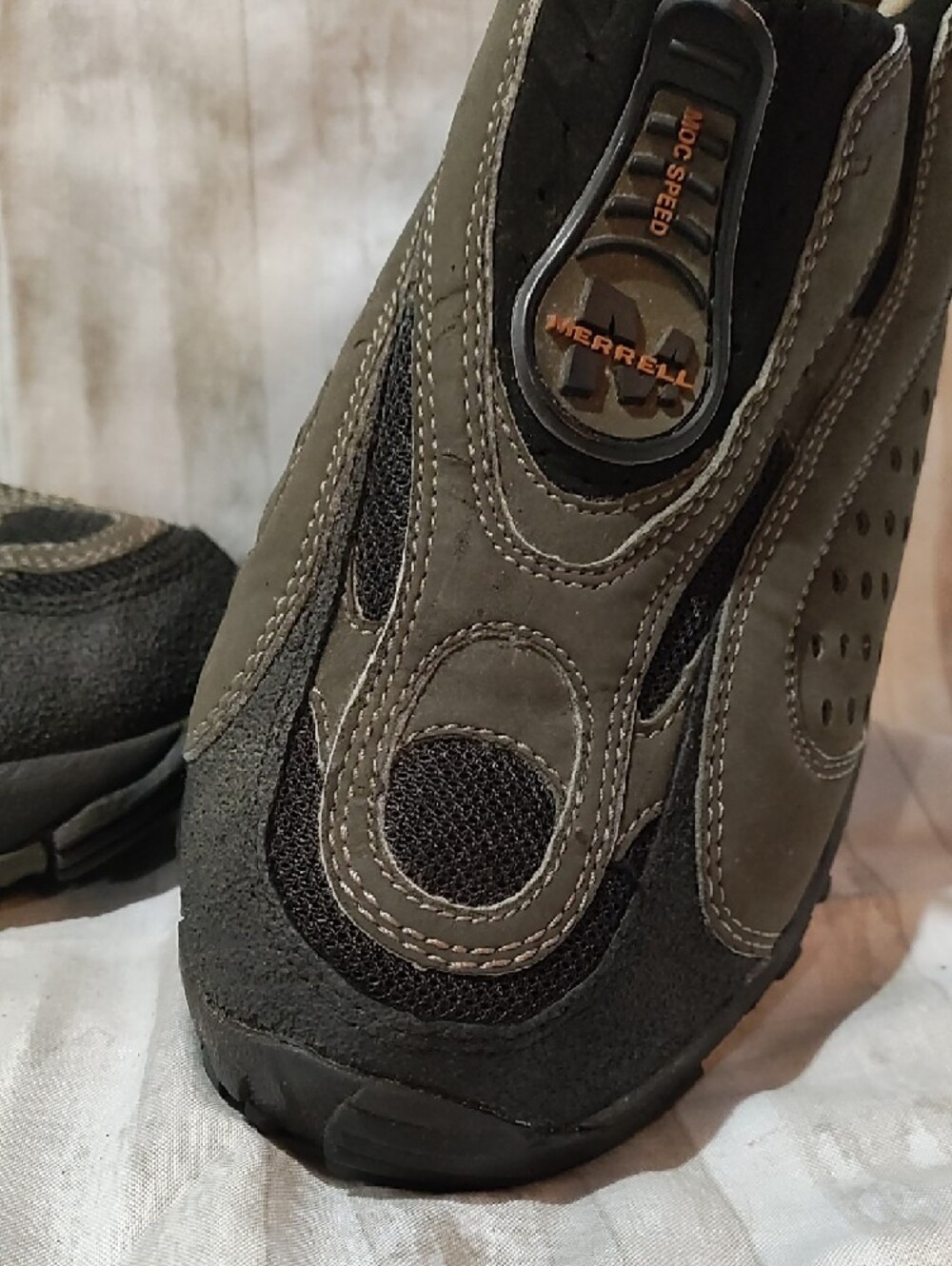 Merrell Women's Olive Green and Black Slip-On Trail Sneakers - Picture 3 of 7